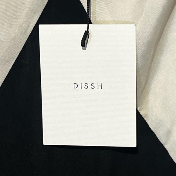 DISSH Seren Black Oyster cream 2 Tone Midi sheath Dress women 8 cupro viscose - Picture 7 of 16